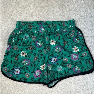 Knox Rose Green and Black Athletic Shorts with Floral Design